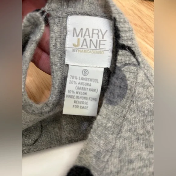 Mary Jane By Marcasiano Sleeveless Sweater Leaf Floral Design Lambs Wool Angora - Picture 7 of 7